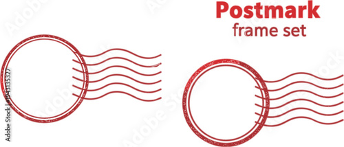 Vintage Postmark Stamp Frames Vector Set with Postal Cancellation Waves Round Mail Seal Template Retro Post Office Mark Design