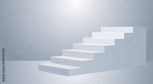 3D white staircase podium for product display on grey background vector