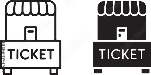 Ticket booth icons set isolated ,Ticket Booth Icon Set on white background vector illustration for event admission retail sale