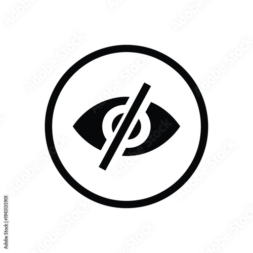 Eye Icon with Prohibition Slash Symbol.