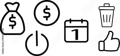 Set of 5 business icons vector