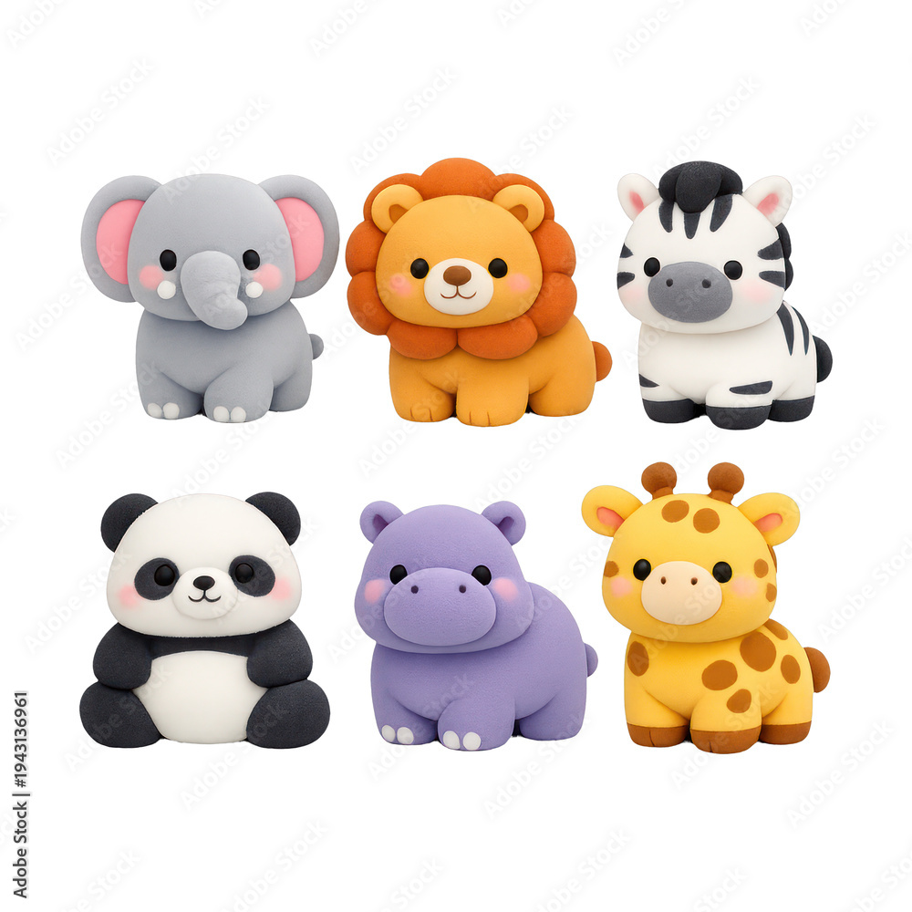 Fototapeta premium PNG Cute animal figurines collection
