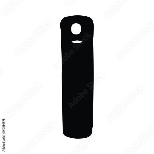 Abstract elongated black shape with rounded top and hole punch design