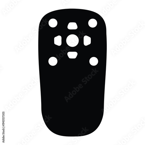 Monochromatic illustration of a remote control with clearly defined buttons layout