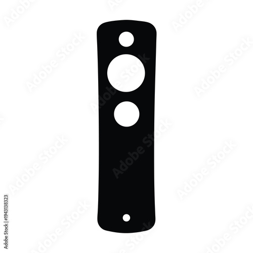 Black and White Remote Control Silhouette Illustration with Circular Buttons