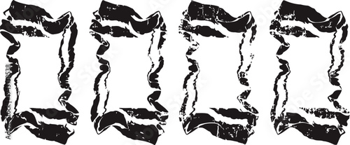 ancient torn parchment scrolls set grungy vintage paper texture with curled edges isolated on white background