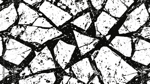 Black and white abstract cracked stone texture background rough grunge cracked surface with irregular shapes and distressed effect
