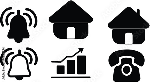 Set of 6 business and communication icons vector