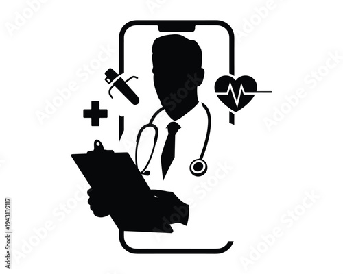Digital Doctor Consultation Concept With Medical Symbols 