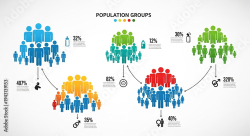 Population Groups Infographic - Visual Representation of Demographics and Statistics.