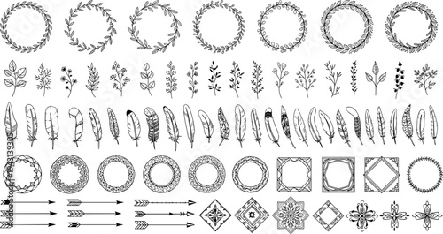 Black botanical branch silhouette, minimalist leaf twig vector illustration, hand drawn nature element, garden floral icon, isolated on white background. (20 words)