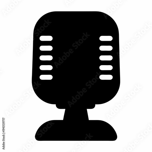 Vintage Microphone Silhouette Icon Design for Audio Recording and Broadcasting