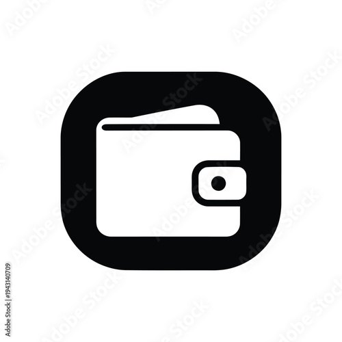 Monochrome Wallet Icon Silhouette Minimalist Design.