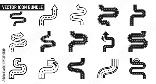Vector Icon Bundle - Winding Roads and Paths.