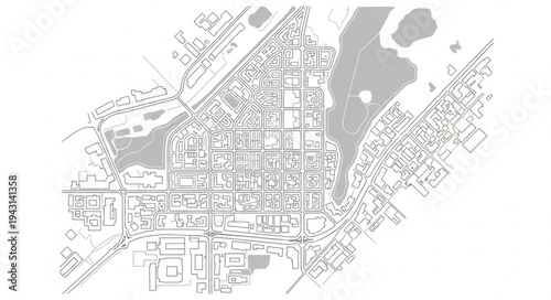 Detailed Architectural Plan of a City with Grid-like Streets.