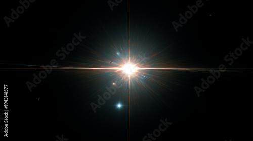 A single bright point of light against deep black space, surrounded by complex gravitational lensing effects.