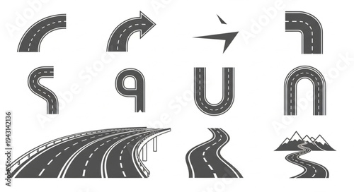 Road Segments Collection - Vector Illustration for Design Projects.