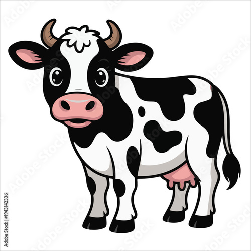 Cartoon black and white cow vector illustration