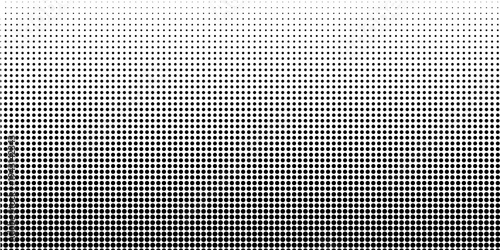Dotted halftone gradient texture. Vanishing polka dot background. Repeating dots gradation pattern background. Black fading comic pop art overlay backdrop. Raster effect wallpaper. Vector halftone