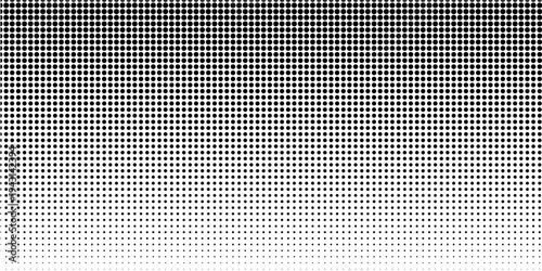 Dotted halftone gradient texture. Vanishing polka dot background. Repeating dots gradation pattern background. Black fading comic pop art overlay backdrop. Raster effect wallpaper. Vector halftone