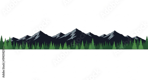 Mountain Range with Forest Illustration.