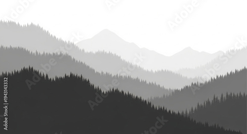 Mountain Range Silhouette Landscape Scene.