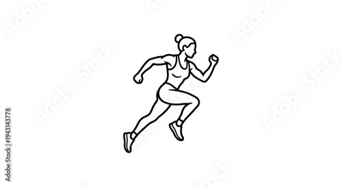 A fit woman running with a determined expression on her face