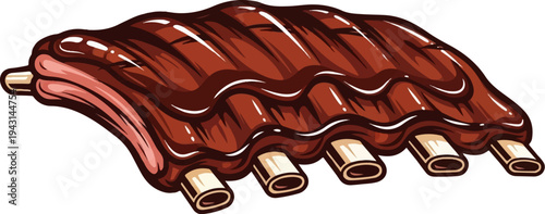 A rack of glazed pork ribs with bone-in portions