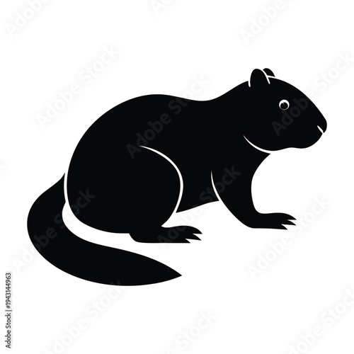 Black silhouette of a sitting rodent