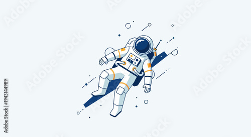 Astronaut in Space Suit Floating Freely.
