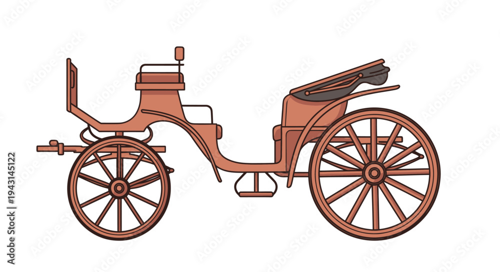Fototapeta premium Vintage Carriage Illustration with Large Wheels.