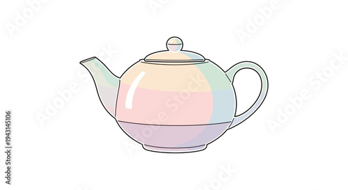 Pastel Colored Teapot Illustration.