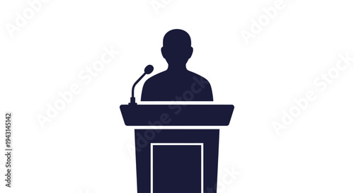 Silhouette of Man Speaking at Podium.
