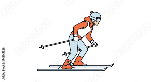 Skier in Action with Poles and Goggles.