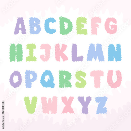 Monster alphabet. Large letters. Cartoon vector illustration