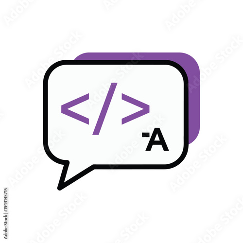 Code Icon in Speech Bubble Representing Programming.