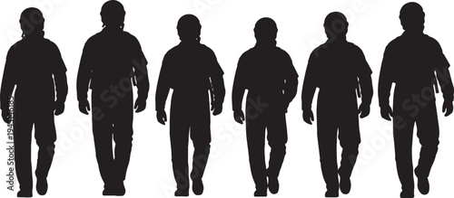 Black Solid Air Force Pilots Helmets Silhouettes Set of Six on White Background