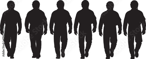 Black Solid Air Force Pilots Helmets Silhouettes Set of Six on White Background