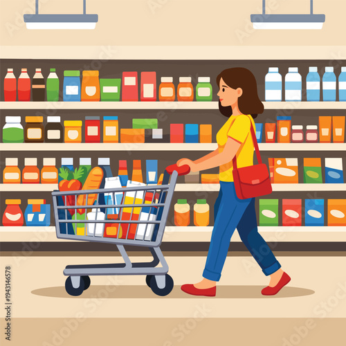 Woman shopping in a grocery store