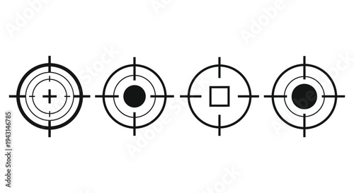 Modern vector illustration featuring a set of four unique target and crosshair graphic icons.