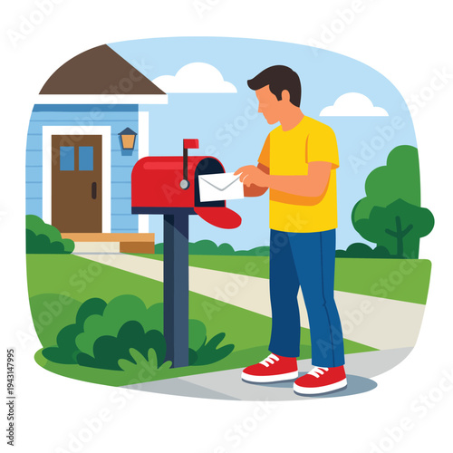 Man checking mailbox for letters