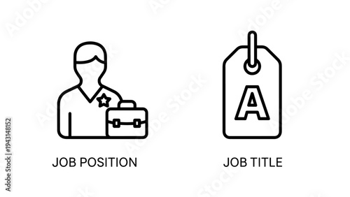 Job position and job title line icons, representing career opportunities and professionai roles