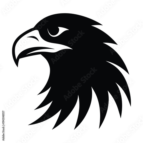 Black silhouette of bald headed eagle