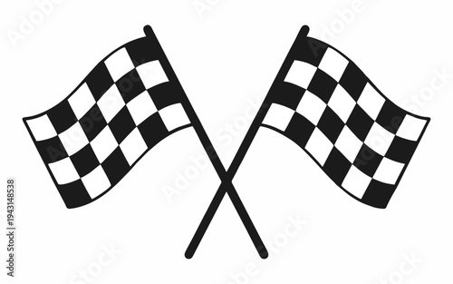 Crossed black and white checkered racing flags flying