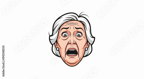 Cartoon illustration of an elderly woman's face in shock