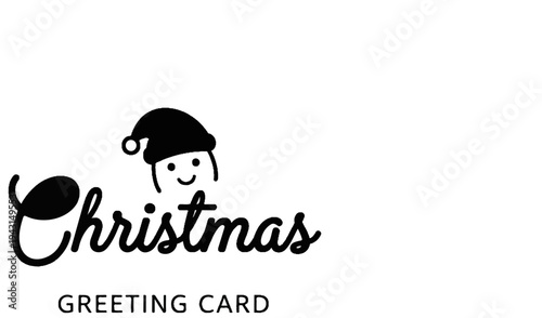 Cute cartoon character in Santa hat with "Christmas Greeting Card" text