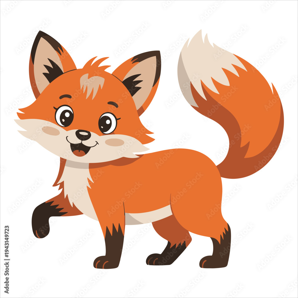 Obraz premium Cartoon orange fox vector illustration