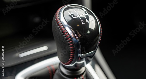 Manual transmission gearshift in car.