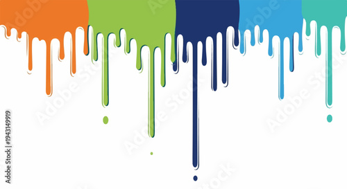 Dripping paint in vibrant colors forms abstract patterns on a white background