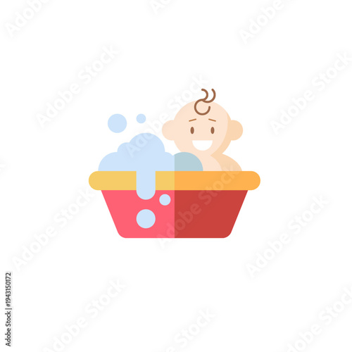Baby bath icon for infant hygiene and childcare routine concept.